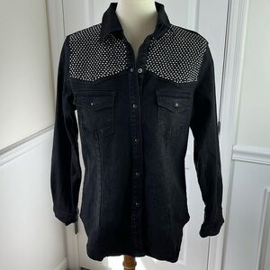 DG2 by Diane Gilman Black Denim Snap-closure Jacket